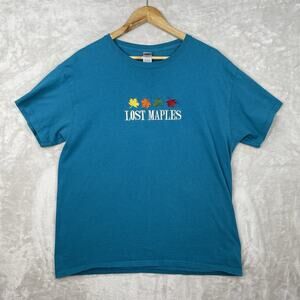 Vintage Lost Maples TX State Park T Shirt Size Large Embroidered Teal Travel